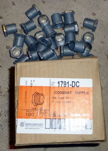 97 pieces bridgeport 1791-dc 1/2&#034; 1&#034; length conduit nipples die cast zinc @@@@@@ for sale