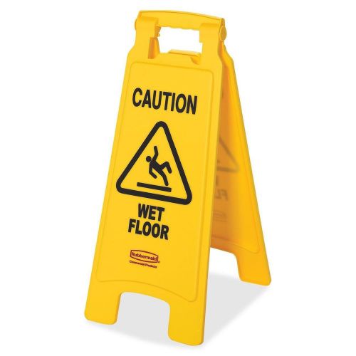 Rubbermaid 611277YW Caution Wet Floor Safety Sign, 2-Sided, 11&#034;x25&#034;, Yellow