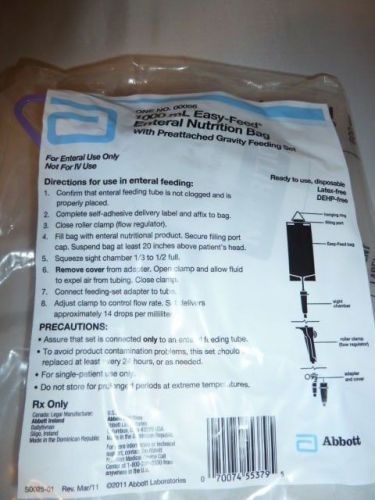 Abbott 1000ml Easy-Feed Enteral Nutrition Bag REF 00056 - Lot 24 - Exp 05/14