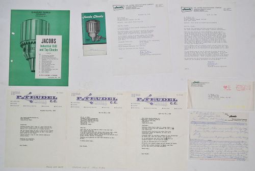 9PC JACOBS CATALOG No.100 &amp; No.54-8 &amp; CORRESPONDENCE  LOT #RR707 Drill chucks