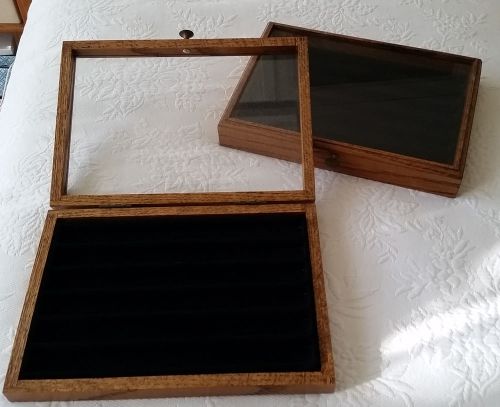 Vintage Wood &amp; glass Jewelry Display Case