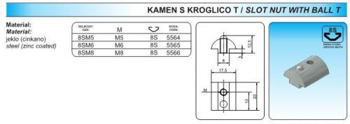 T slot nuts with ball t 8s m6 (10pcs) for sale