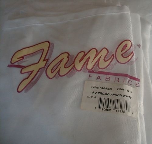Fame F2 Promo Apron Polyester/Cotton White Bib 2 pocket Package of 6 aprons