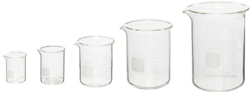 Pyrex Glass Graduated Low Form Glass Beaker Set Science Chemist Chemistry Class