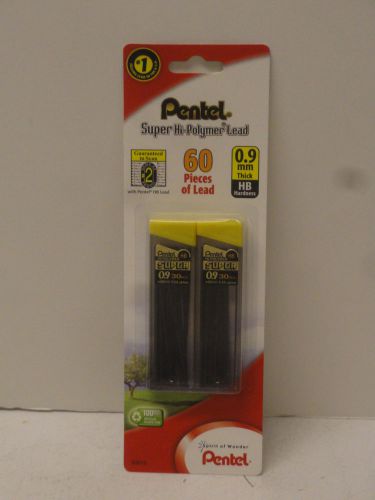 Pentel Super Hi-Polymer Lead Refills, 0.9mm, HB, Black, 2 Tubes of 30 C29BPHB2