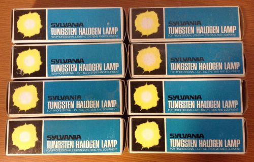 8 Sylvania Tungsten Halogen Lamps - 250Q/CL/DC, 250W 120V 2000HR