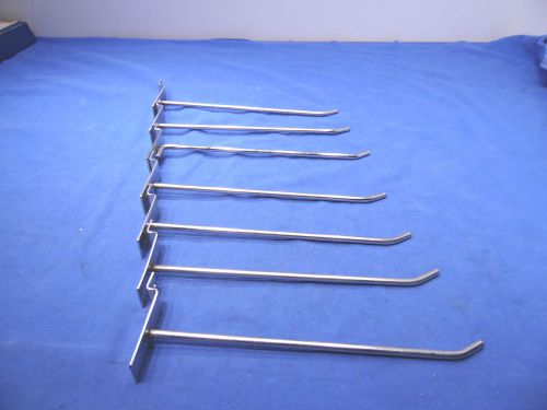 10&#034; Slatwall,Slat Wall Hooks,Peg Board Hooks,Chrome,10 Inch Long,Lot of 7