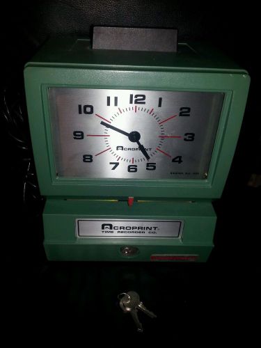 Acroprint model 125 time clock (125ar3 day, hr, min), with key, time recorder for sale