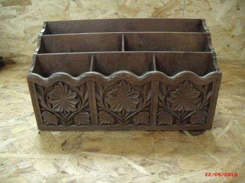 Vintage Lerner Plastic Desk Caddy Organizer Letter Holder Faux Wood