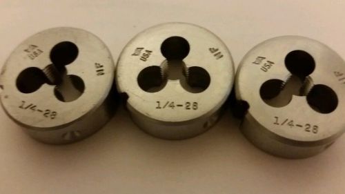 1/4-28 Vermont American 1 inch external threading die new round 3pcs