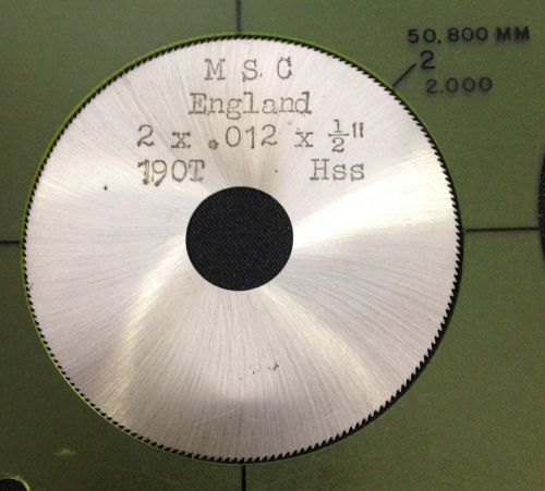 MSC England Jewelry 2 x 0.012 x 1/2 190T HSS Slitting Slotting Saw