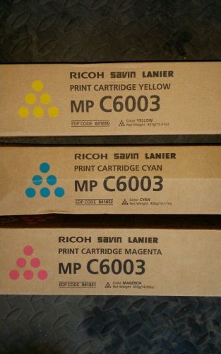 Genuine Ricoh  Print Cartridges MP C6003 CYM COLOR SET 841850 841851 841852
