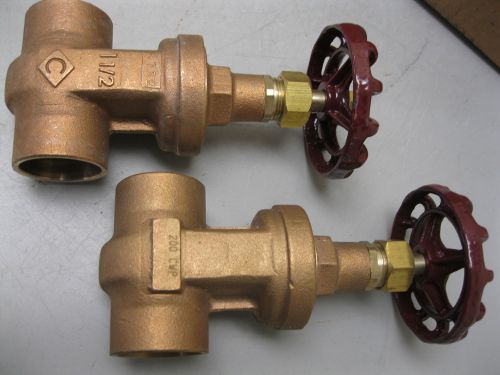 Lot (2) 1-1/2&#034; Crane 200# CWP BRNZ Solder 1330 Gate Valve  D4 (1662)