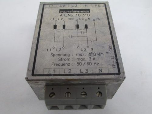 MURR ELEKTRONIK 10310 LINE NOISE FILTER 3PH PHASE 3A 460V-AC D207493