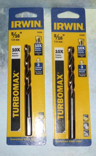 IRWIN TURBOMAX 73320 5/16&#034; DRILL BITS LOT of 2 pkgs NEW MultiPurpose