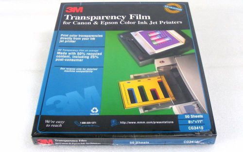 NEW 3M Transparency Film For Color Ink Jet Printers CG3410 50-Sheets - (R2)