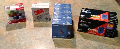 VINTAGE LOT OF DISKETTES, 50 IMATION 1.44 MB-13 MAXWELL 2 HD-4 BOXES SONY 10MFD