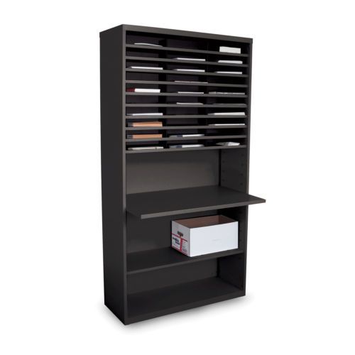 Mail Sorter Workstation with Adjustable Work Surface Black