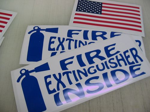 Blue FIRE EXTINGUISHER INSIDE DECAL Sticker 4 18 Wheeler Tow Truck + FREE USA