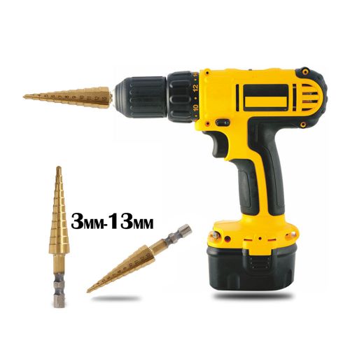Durable unique 3-13mm titanium coated 11step drill 1/4&#034; hss hex shank tool new for sale