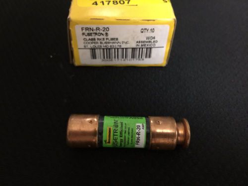 &#034;new&#034; box of 10 fusetron frn-r-20 20amp 250volt dual-element time delay fuses for sale