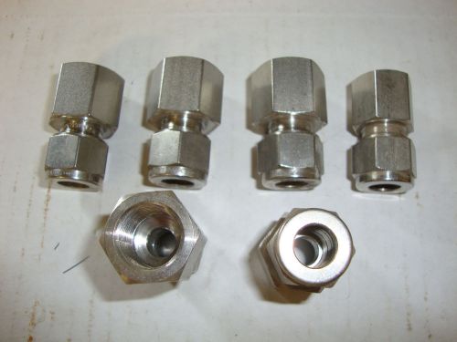 (6) NEW SWAGELOK SS-8M0-7-4RT 8mm TUBE 1/4&#034; FEMALE ISO TAPERED UNION FITTING