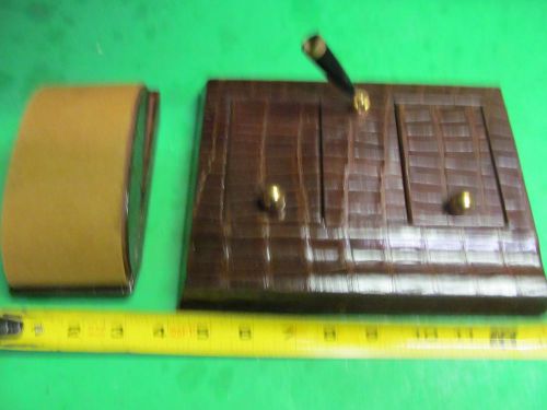 Brown Alligator Grained Leather DESK SET