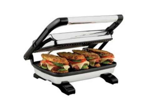 Hamilton Beach Panini Grill Gourmet Sandwich Maker Chrome Press Non Stick New