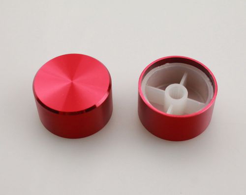 2 x Aluminum Hi-Fi Control Knob Insert Type 30mmDx17mmH Red 6mm Knurled Shaft