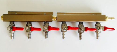 Beer tap kegerator co2 nitrogen gas regulator 6 way spliter kegerator 5/16&#034; barb for sale