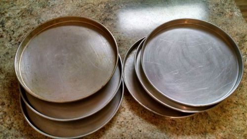 6 used 14-inch, 1&#034; deep dish aluminum pizza pans for sale