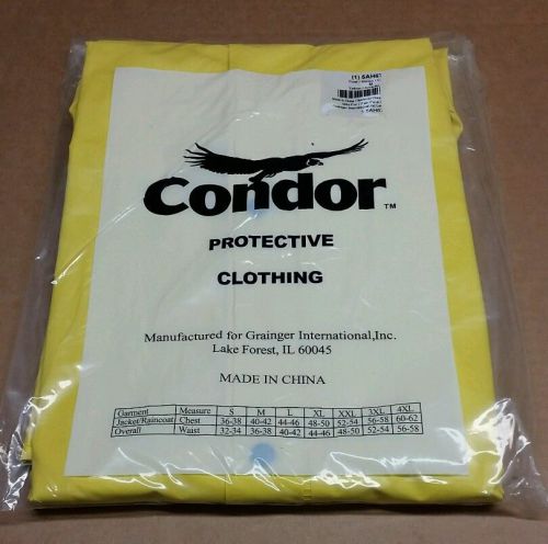 NEW LOT OF 2 CONDOR PROTECTIVE RAIN COAT JACKET MEDIUM WITH HOOD 5AH67 YELLOW