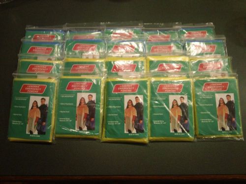 Lot of 20 Leberna Emergency Poncho with hood 020mm Waterproof 50x80&#034; Blue Yellow