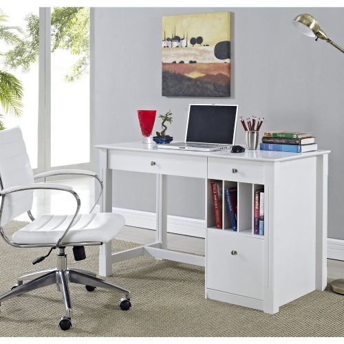 Deluxe White Wood Computer Desk