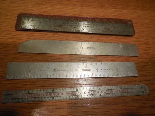 4 Qty 6&#034; Steel Rules Starrett, Craftsman, Cincinnati, General  Free USA Shipping