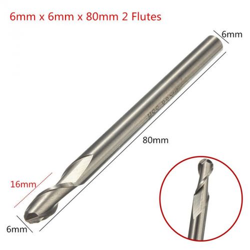 HSS Straight 80mm Long Shank 2 Flute Ball Nose End  Mill Milling Cutter Tool #V1