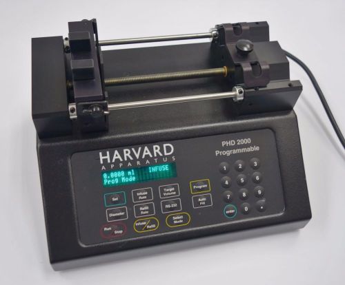 HARVARD PHD 2000 PROGRAMMABLE SYRINGE PUMP w 2 SYRINGE HOLDER PHD2000 70-2002