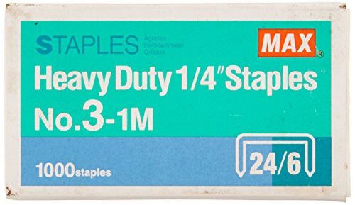 MAX 1/4-Inch Staples for HD-3DF Stapler, 1,000 Staples Per Box 3-1M