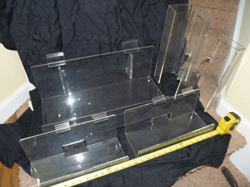 Slatwall shelf clear acrylic store display shelf-lot of 5 w/ front lip-14&#034; 23&#034; for sale