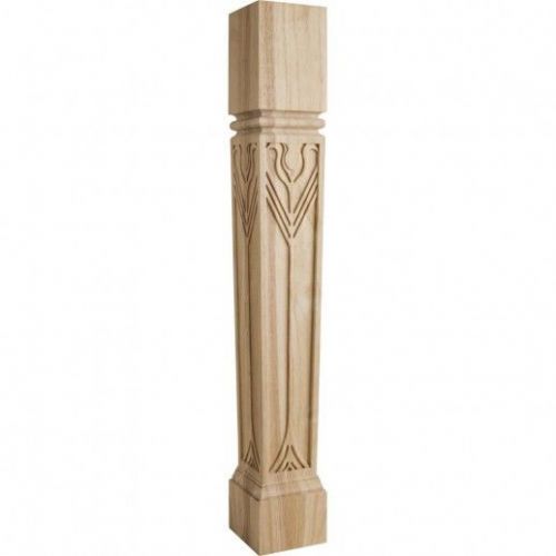 3-1/2&#034; x 3-1/2&#034; x 35-1/2&#034; Art Nouveau Post with Feather Design- # P-66-RW