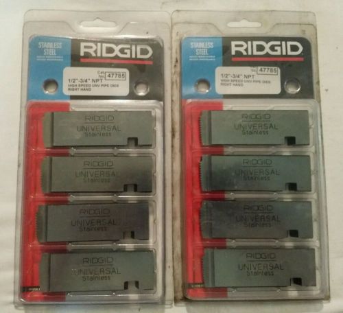 Ridgid pipe threading universal die 1/2&#034; 3/4&#034; npt 47785 rigid rh steel new for sale