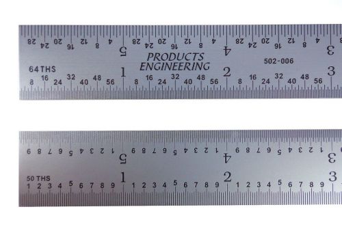 Blem cosmetic second pec 6&#034; rigid satin 16r 1/50,1/100,1/32,1/64 machinist ruler for sale