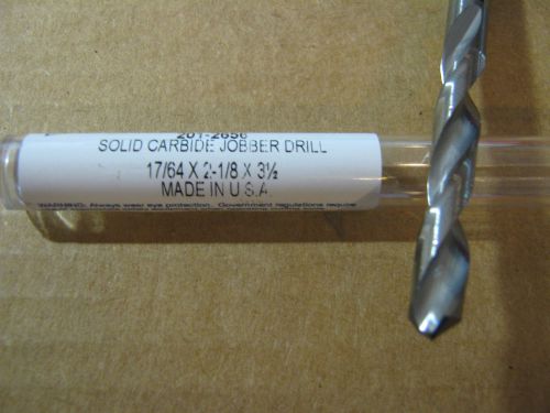 17/64&#034; (.2656) JOBBER (STD) CARBIDE 25 deg HELIX 118 deg SPLIT PT DRILL &#034;NEW&#034;