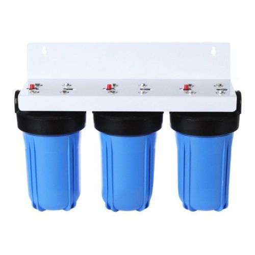 TRIPLE BIG BLUE 10&#039;&#039; WATER FILTER SYSTEM 1&#034; Sediment &amp; Carbon &amp; KDF55-GAC| NSF