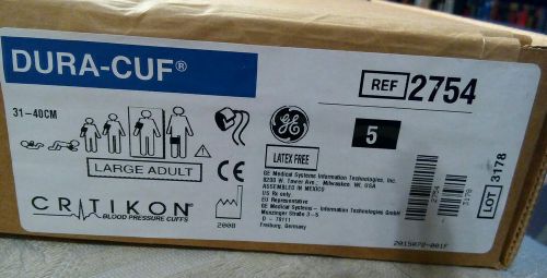 GE CRITIKON DURA-CUF BLOOD PRESSURE CUFF LARGE ADULT BOX OF 5:#2754