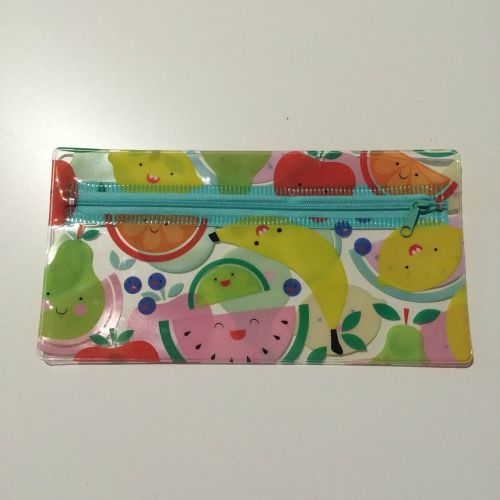 Kawaii Fruit Pencil Case Cute Plastic Pouch Make Up Bag Clear Planner Art Craft