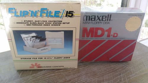 Vintage New Sealed Flip n File Maxell MD1-D Mini Floppy Disk Combo