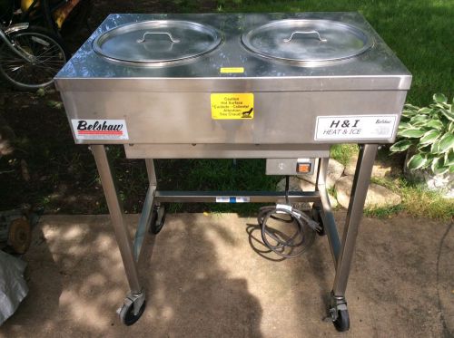 Belshaw Donut Icer Glazing Heat &amp; Ice Table Cart H&amp;I-2 New Bowls