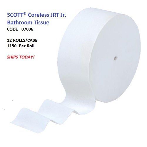 SCOTT Coreless JRT Jr. Rolls, 2-Ply, 1150 ft, 12 Rolls/Carton