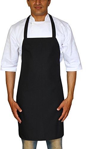 Bistro-Garden-Craftsmen Professional Bib Apron Black Spun Polyester - Set of 12,